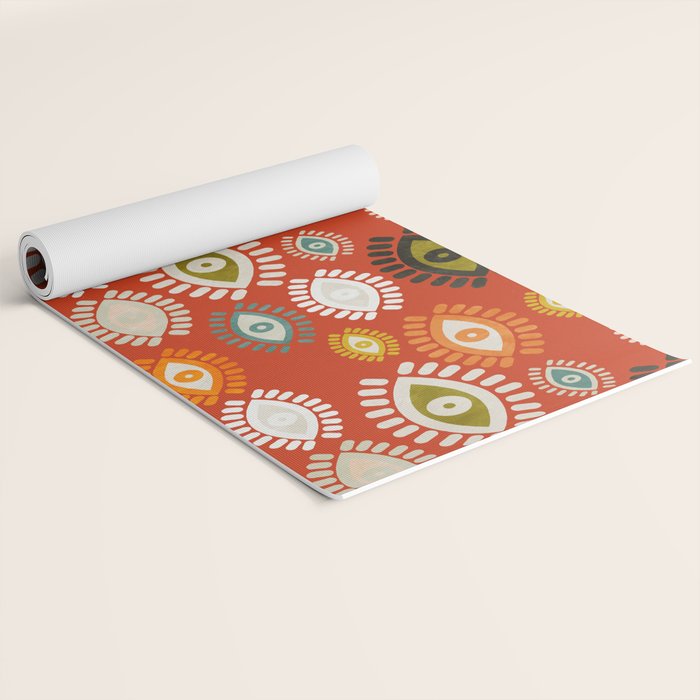 eyes pattern earthy fall Yoga Mat Gallery Image 2