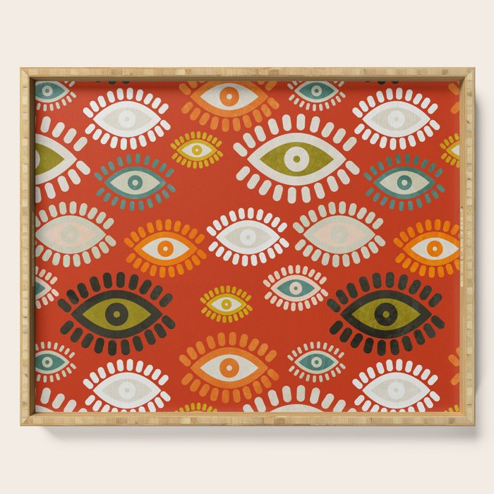 eyes pattern earthy fall Serving Tray Gallery Image 1