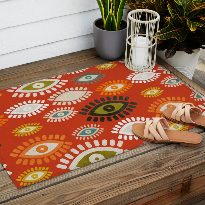 eyes pattern earthy fall Outdoor Rug Gallery Image 2
