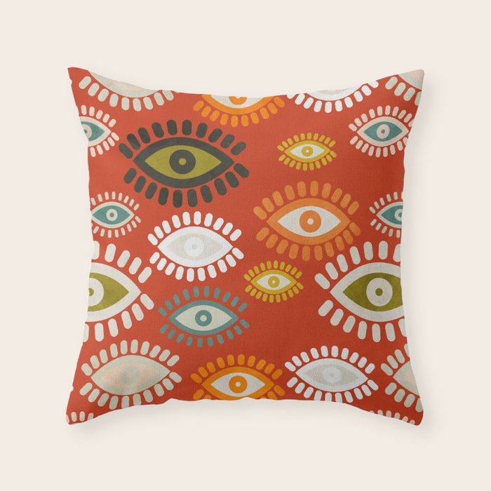 eyes pattern earthy fall Throw Pillow Gallery Image 1