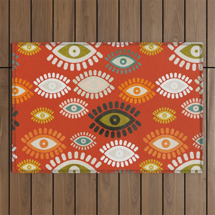 eyes pattern earthy fall Outdoor Rug Gallery Image 1