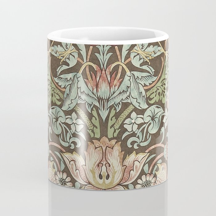 William Morris Vintage Strawberry Thief Chocolate Brown Slate Coffee Mug Gallery Image 4