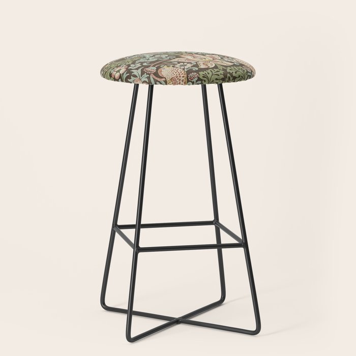 William Morris Vintage Strawberry Thief Chocolate Brown Slate Stool Gallery Image 1