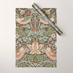 William Morris Vintage Strawberry Thief Chocolate Brown Slate Wrapping Paper Gallery Image 1