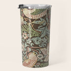William Morris Vintage Strawberry Thief Chocolate Brown Slate Travel Mug Gallery Image 3