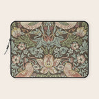 William Morris Vintage Strawberry Thief Chocolate Brown Slate Laptop Sleeve Gallery Image 1