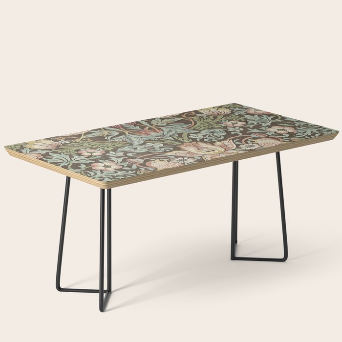 William Morris Vintage Strawberry Thief Chocolate Brown Slate Coffee Table Gallery Image 1