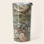 William Morris Vintage Strawberry Thief Chocolate Brown Slate Travel Mug Gallery Image 2
