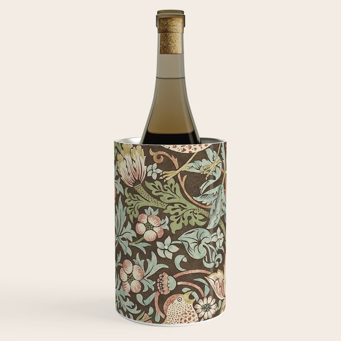William Morris Vintage Strawberry Thief Chocolate Brown Slate Wine Chiller Gallery Image 2