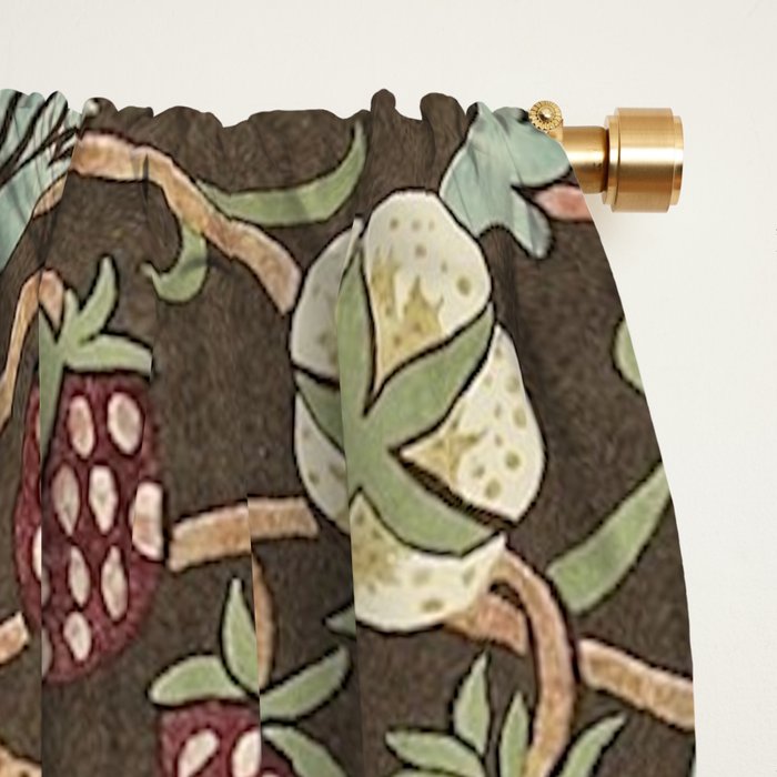 William Morris Vintage Strawberry Thief Chocolate Brown Slate Window Curtain Gallery Image 2