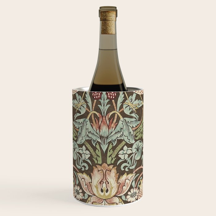 William Morris Vintage Strawberry Thief Chocolate Brown Slate Wine Chiller Gallery Image 1