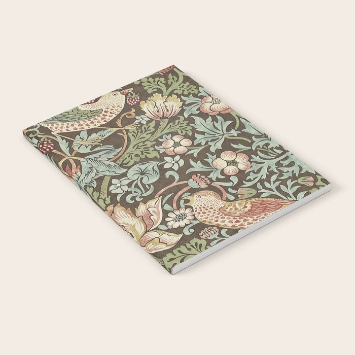William Morris Vintage Strawberry Thief Chocolate Brown Slate Notebook Gallery Image 1