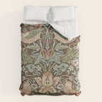 William Morris Vintage Strawberry Thief Chocolate Brown Slate Duvet Cover Gallery Image 6