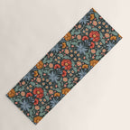 Victorian Carnation in Moody Red and Blue Yoga Mat Gallery Image 1