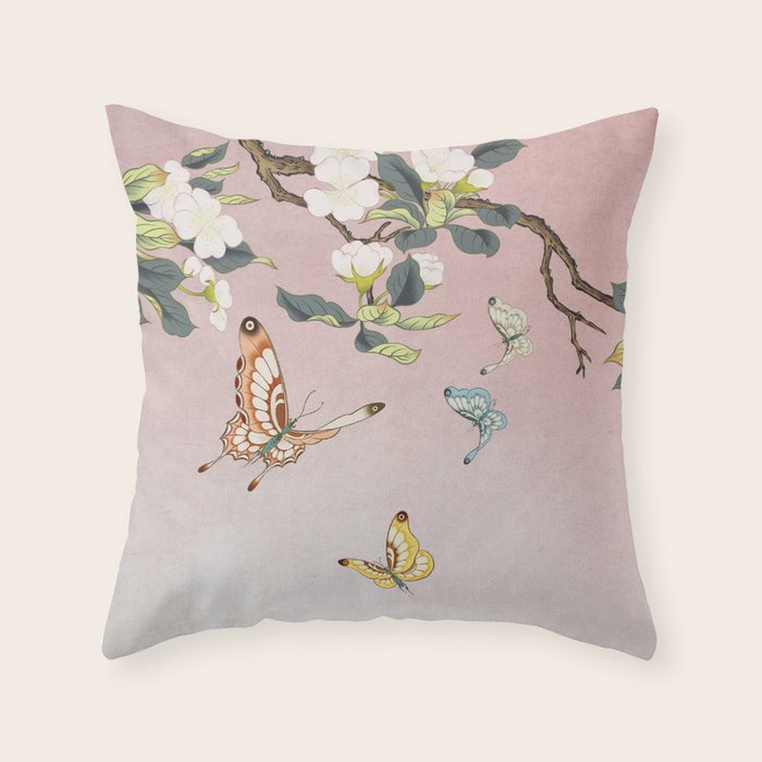 Butterflies and pear blossoms Throw Pillow Gallery Image 6