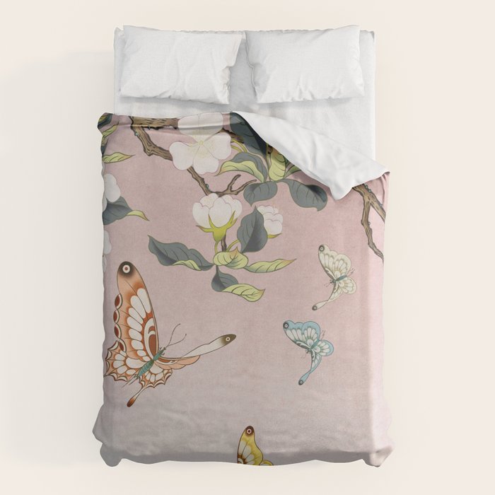Butterflies and pear blossoms Duvet Cover Gallery Image 6