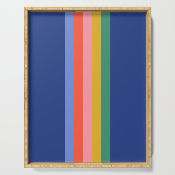 Retro Stripes - blue Serving Tray Gallery Image 1