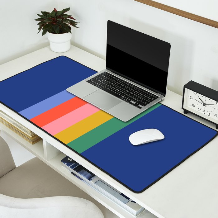 Retro Stripes - blue Desk Mat Gallery Image 2