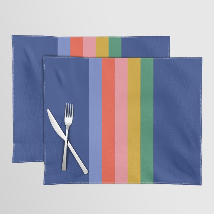 Retro Stripes - blue Placemat Gallery Image 1