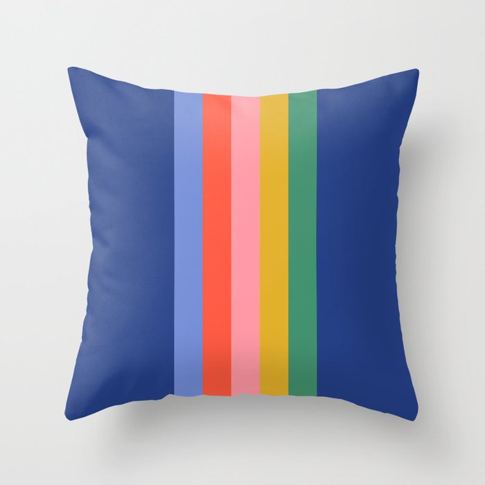 Retro Stripes - blue Throw Pillow Gallery Image 1