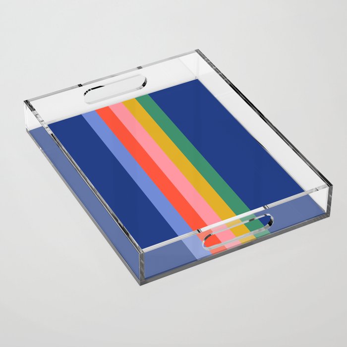 Retro Stripes - blue Acrylic Tray Gallery Image 1