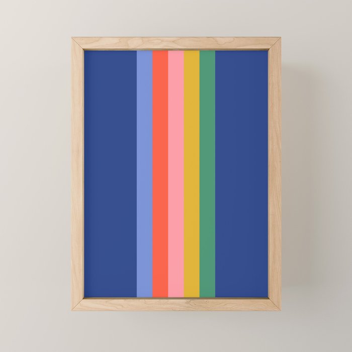 Retro Stripes - blue Mini Art Print Gallery Image 1