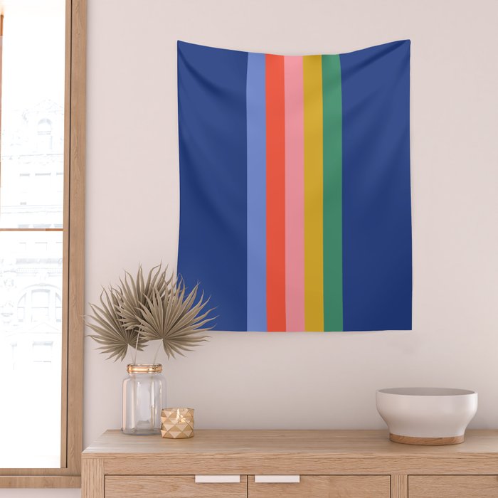 Retro Stripes - blue Wall Tapestry Gallery Image 2