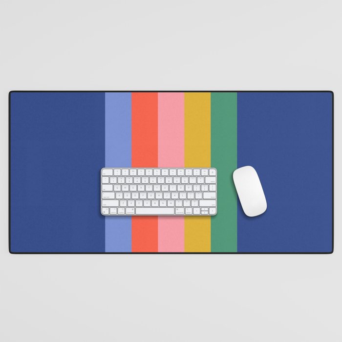 Retro Stripes - blue Desk Mat Gallery Image 1