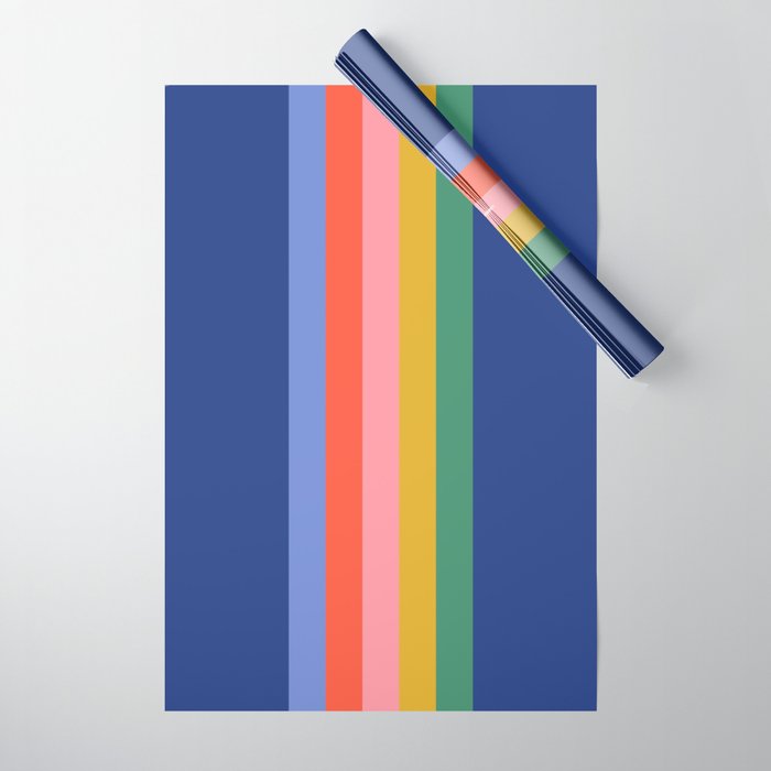 Retro Stripes - blue Wrapping Paper Gallery Image 1