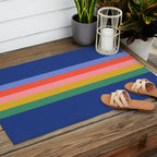 Retro Stripes - blue Outdoor Rug Gallery Image 2