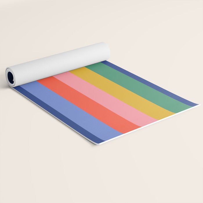 Retro Stripes - blue Yoga Mat Gallery Image 2