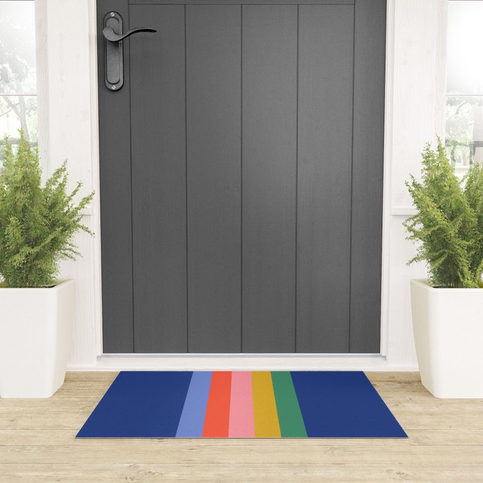 Retro Stripes - blue Welcome Mat Gallery Image 3