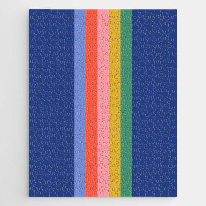 Retro Stripes - blue Jigsaw Puzzle Gallery Image 1