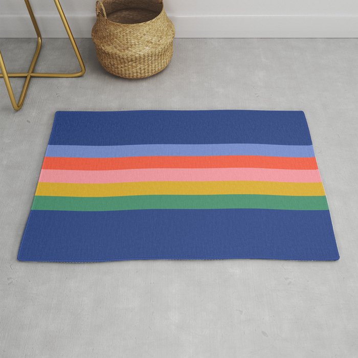 Retro Stripes - blue Rug Gallery Image 1