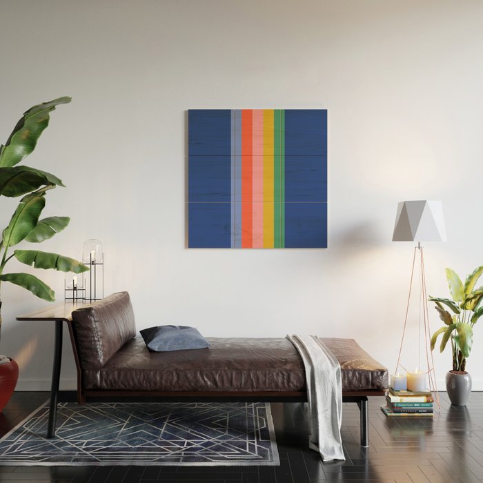 Retro Stripes - blue Wood Wall Art Gallery Image 2
