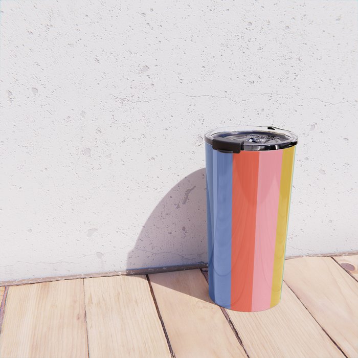 Retro Stripes - blue Travel Mug Gallery Image 4