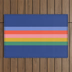 Retro Stripes - blue Outdoor Rug Gallery Image 1