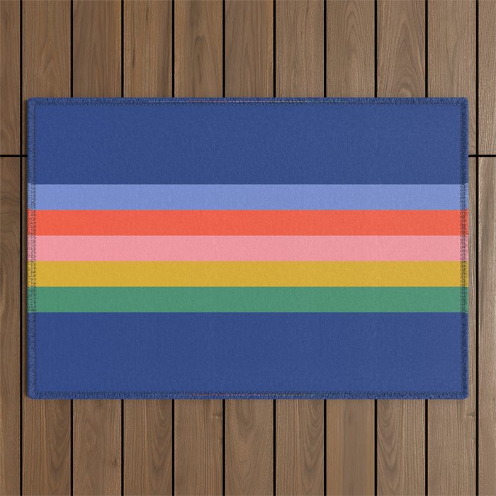 Retro Stripes - blue Outdoor Rug Gallery Image 1