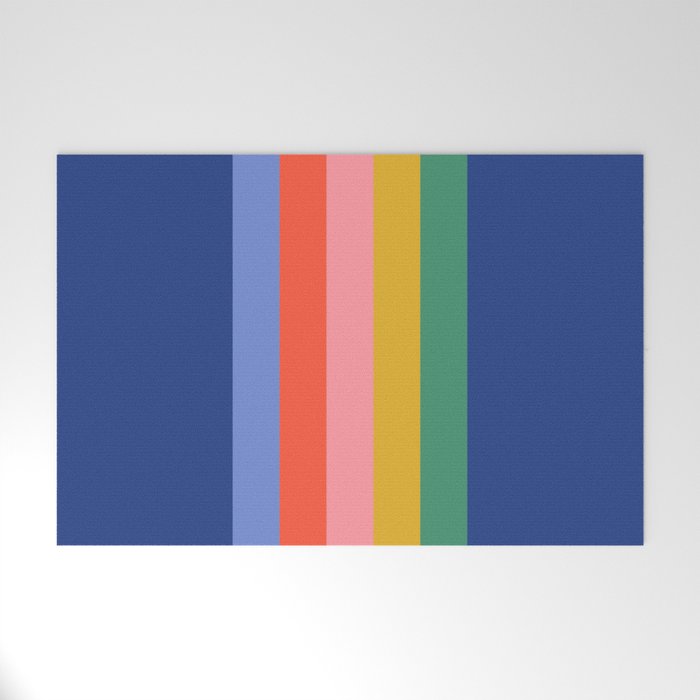 Retro Stripes - blue Welcome Mat Gallery Image 1