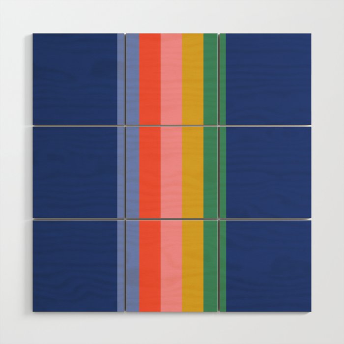 Retro Stripes - blue Wood Wall Art Gallery Image 1