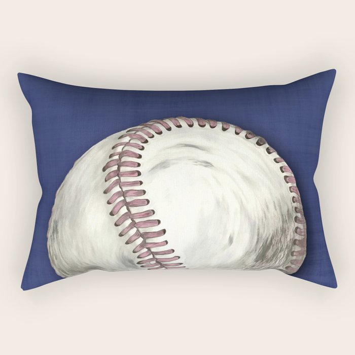 Vintage Distressed Baseball Art Navy Blue Rectangular Pillow Gallery Image 1