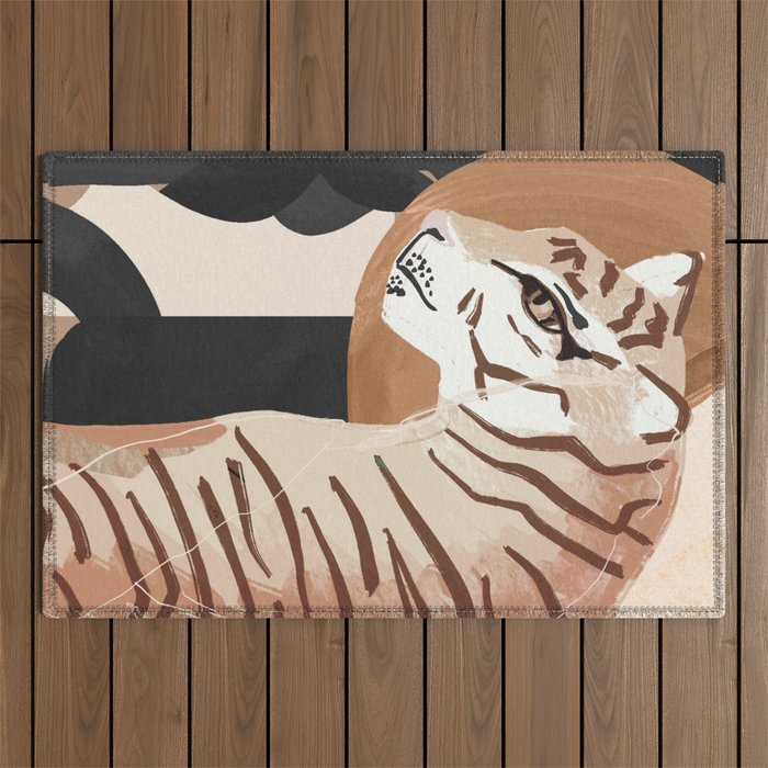 Abstract Art Tiger Outdoor Rug Gallery Image 1