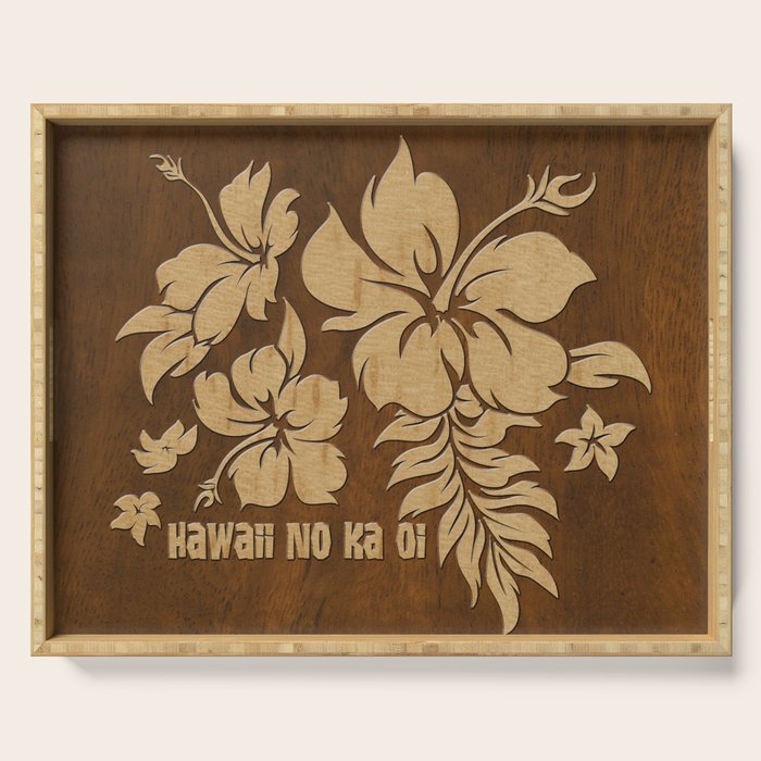 Hibiscus Pareau Hawaiian Floral Aloha Shirt Print Serving Tray Gallery Image 1