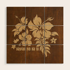 Hibiscus Pareau Hawaiian Floral Aloha Shirt Print Wood Wall Art Gallery Image 1