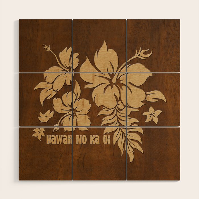 Hibiscus Pareau Hawaiian Floral Aloha Shirt Print Wood Wall Art Gallery Image 1