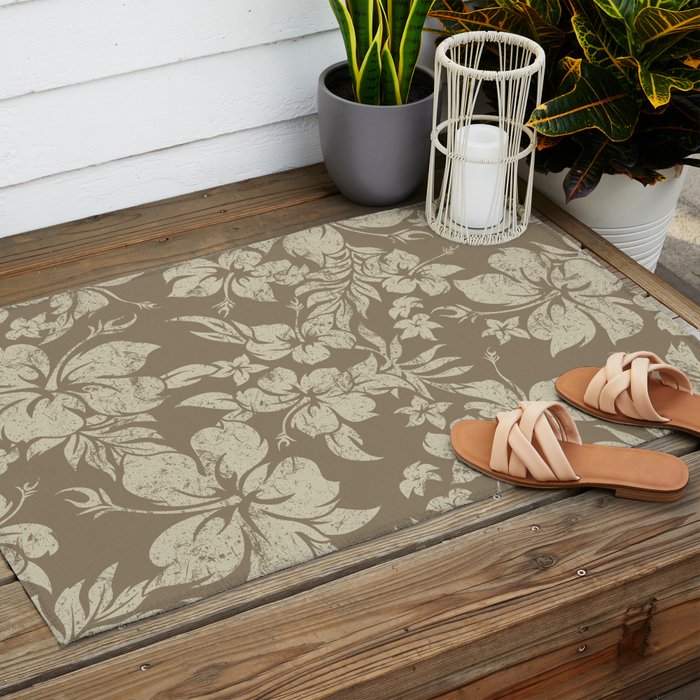 Hibiscus Pareau Hawaiian Floral Aloha Shirt Print Outdoor Rug Gallery Image 2