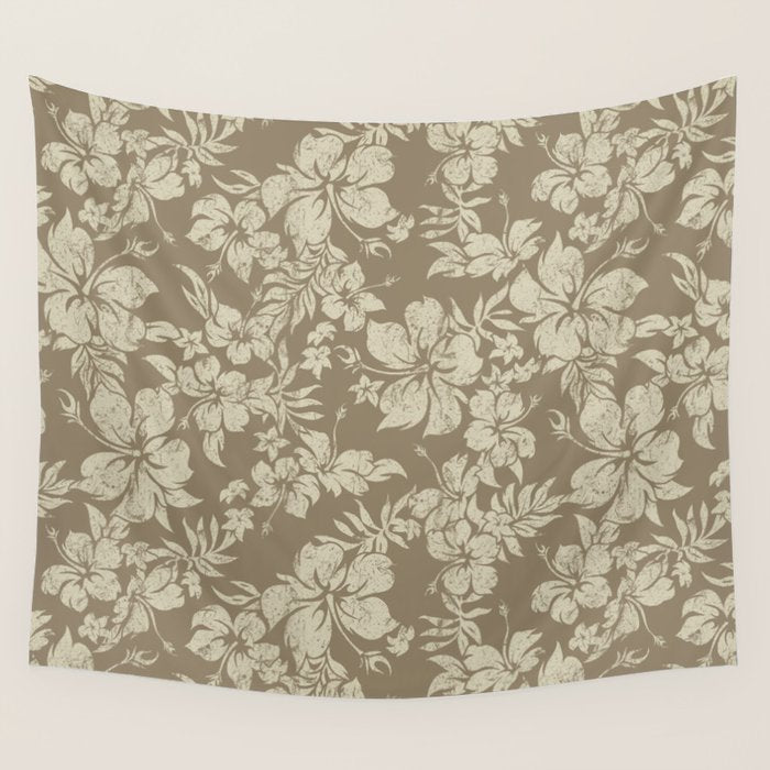 Hibiscus Pareau Hawaiian Floral Aloha Shirt Print Wall Tapestry Gallery Image 1