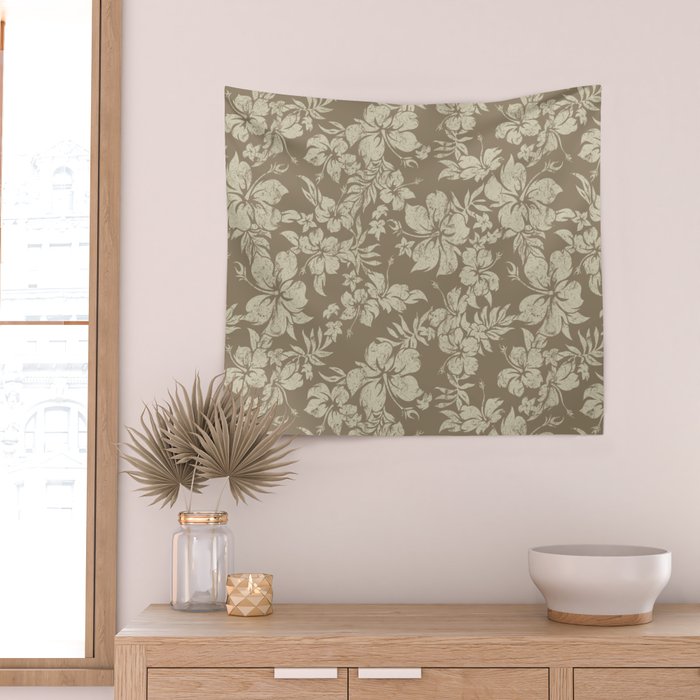 Hibiscus Pareau Hawaiian Floral Aloha Shirt Print Wall Tapestry Gallery Image 2