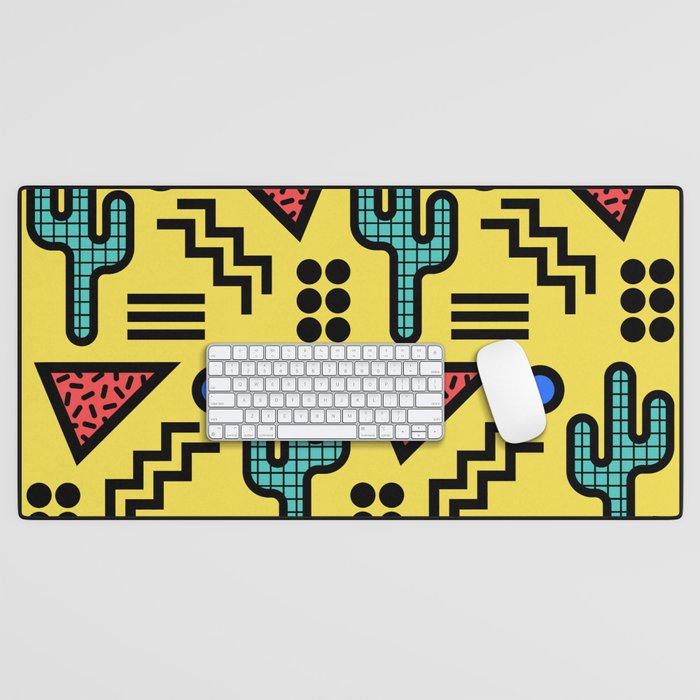 Retro 1980s Memphis Style Southwestern Cactus Design 431 Desk Mat Gallery Image 1