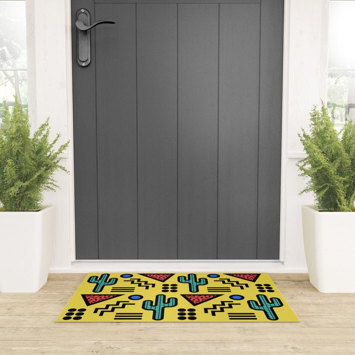 Retro 1980s Memphis Style Southwestern Cactus Design 431 Welcome Mat Gallery Image 3